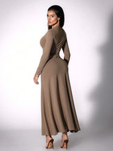 Off-Shoulder Solid Color Fitted Long Sleeve Top + Solid Color Minimalist A-Line Skirt 2-Piece Set For Women